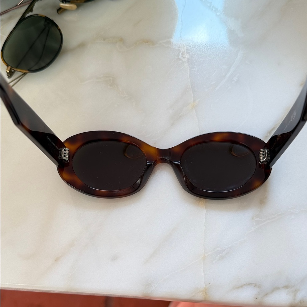 Celine Tortoise Oval Sunglasses with Dark Lenses - Picture 3 of 6